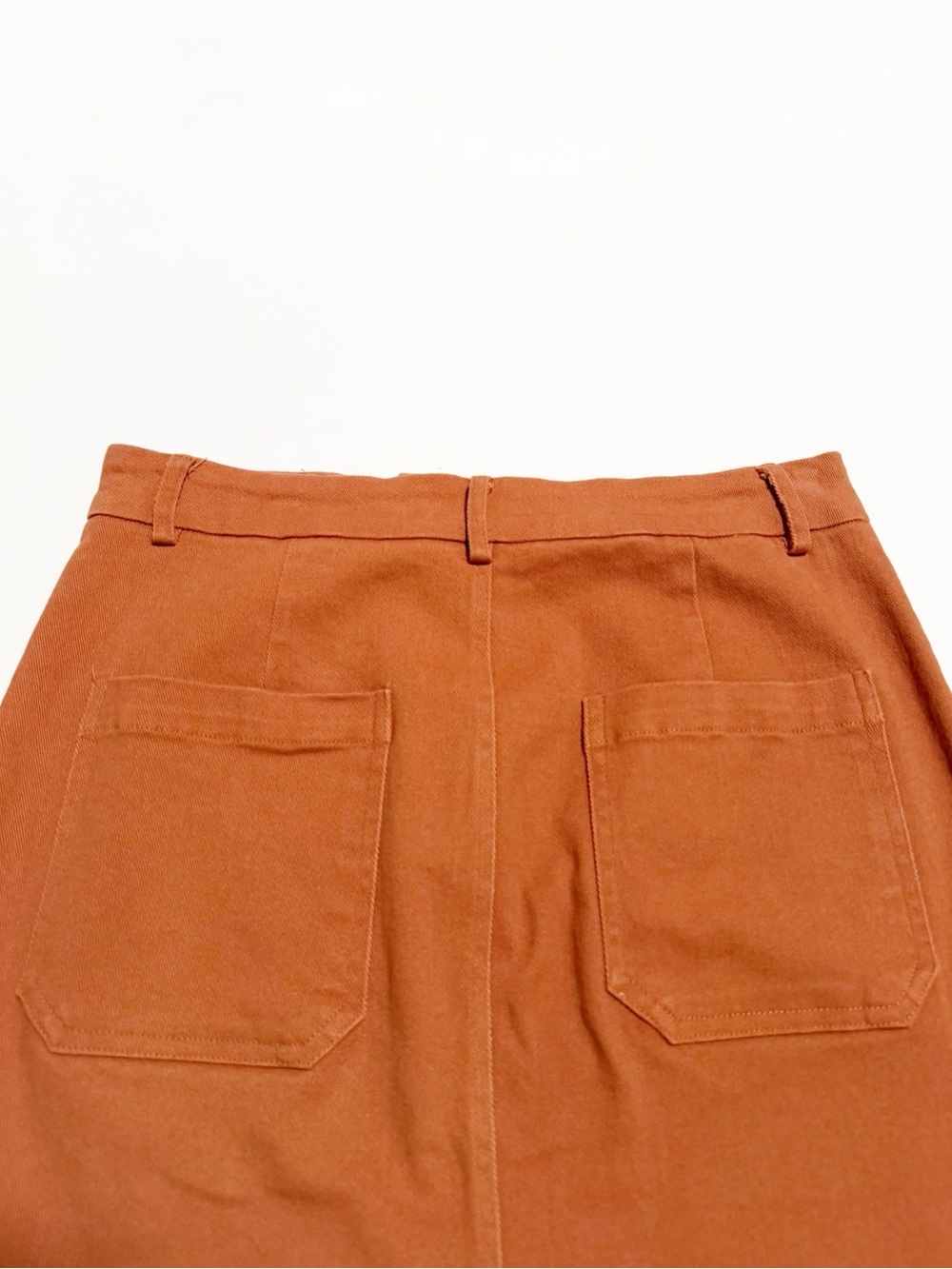 Bohme Rust Burnt Orange Twill Patch Pocket Pencil Skirt - Picture 5 of 8